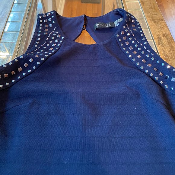 Guess navy blue dress silver rhinestones - Picture 2 of 6
